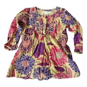 Masala Baby Floral Print Boho Cotton‎ Tunic dress Purple Pink Indian 18-24 mths